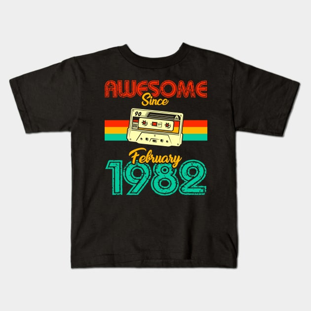 Awesome since February 1982 Kids T-Shirt by MarCreative